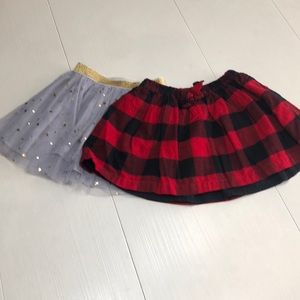 (2) adorable winter skirts - girls skirts - toddler girl skirt